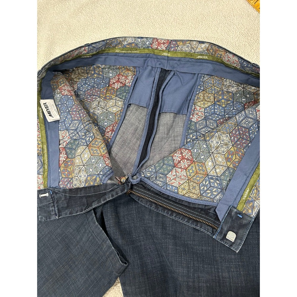 Meyer Diego 451 Denim Trousers Jeans Men 38x30 Dark Wash Organic Cotton - Picture 7 of 10